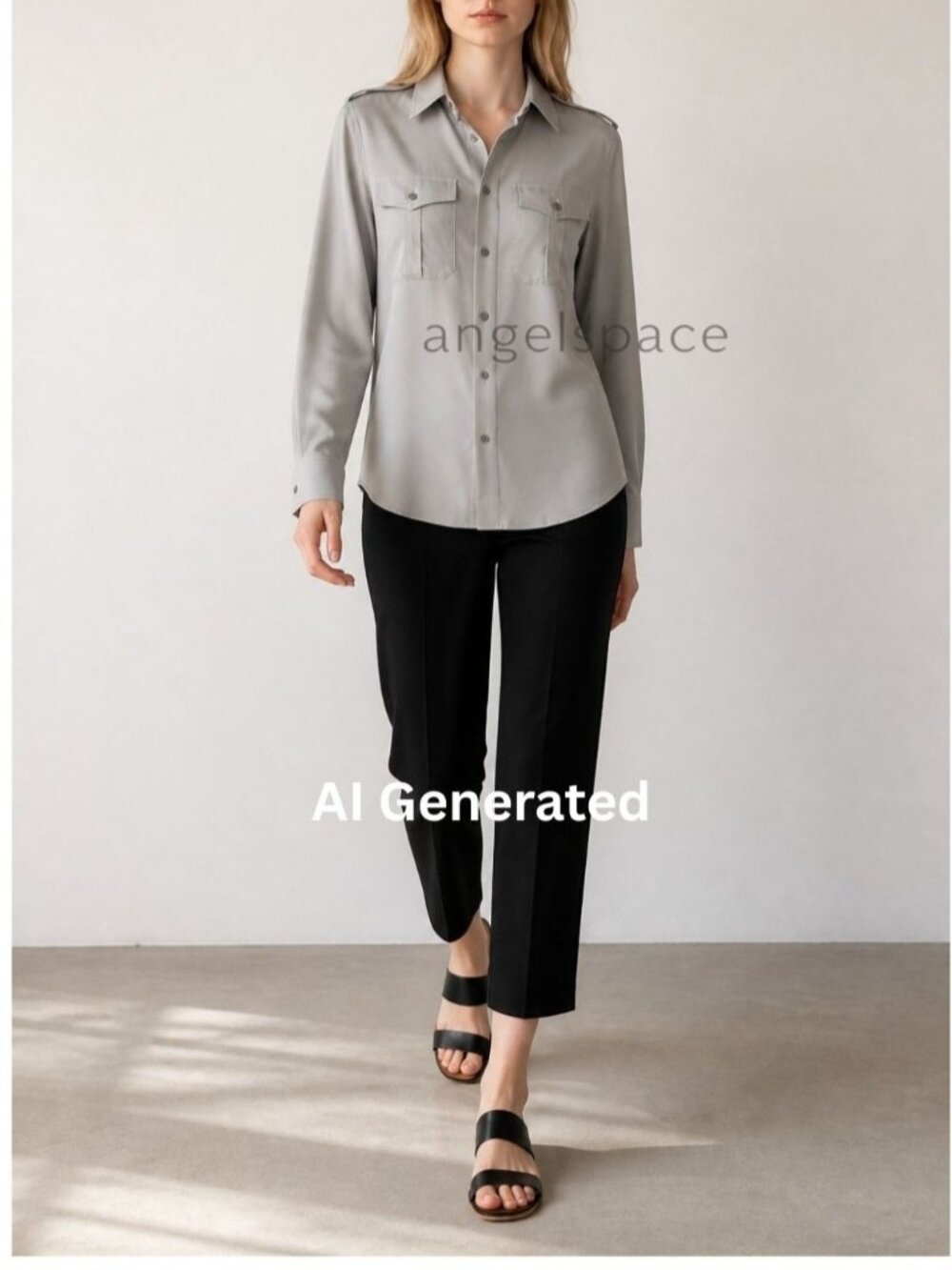 NWT Nili Lotan Jeanette Silk Utility Shirt Storm Grey XS